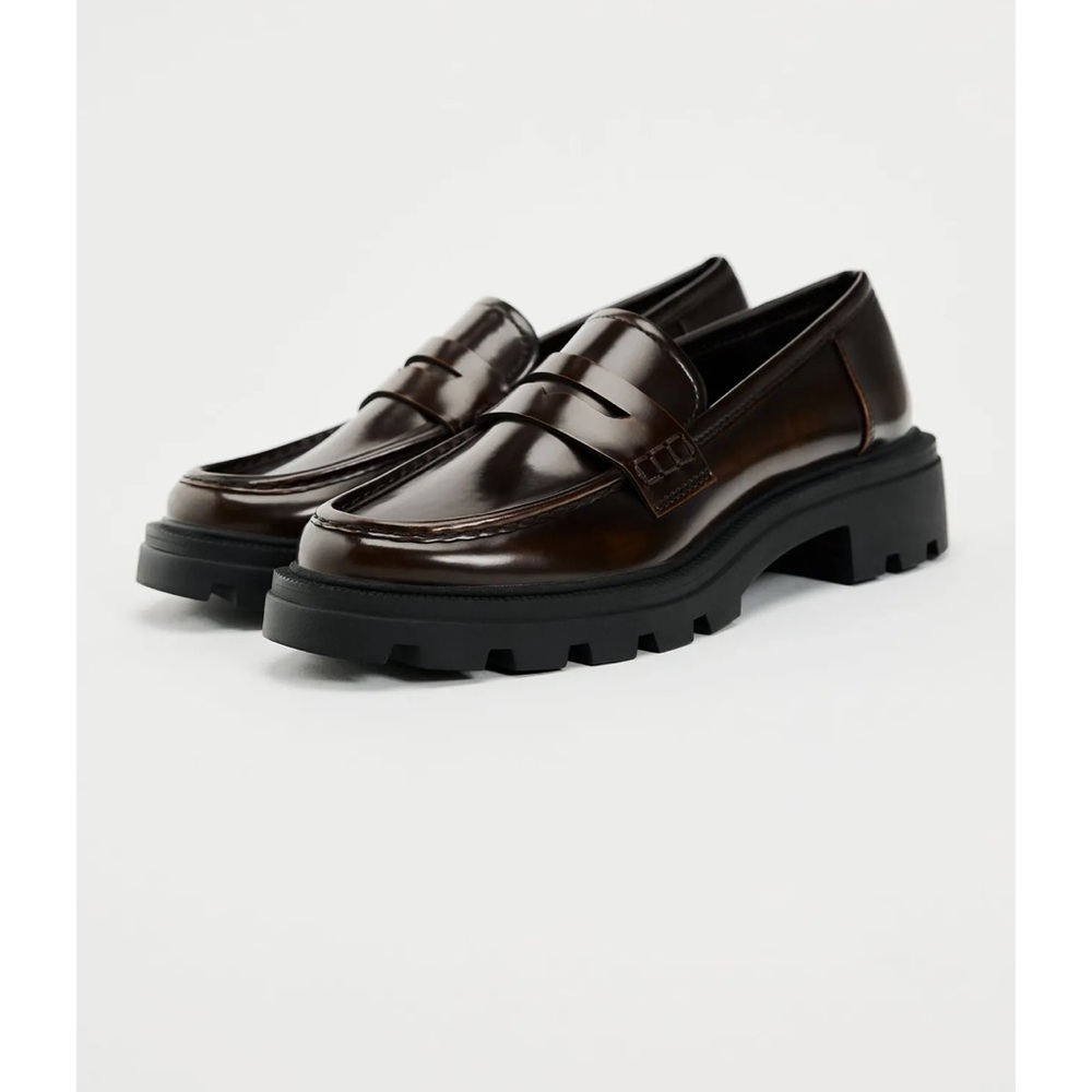 Zara Distressed Effect Dark Brown Loafer